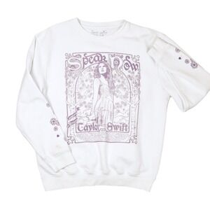 Taylor Swift Speak Now Taylors Version Sweatshirt Women L White Purple Floral